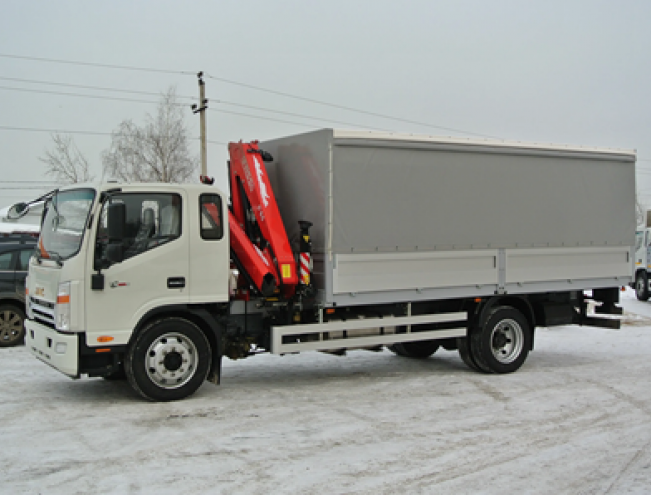 JAC N120 борт тент с КМУ Hubai